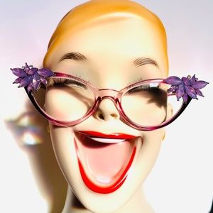 Retro Readers plum ombre frames with Lavender rhinestones +3.00 reading glasses
